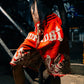 RED LOVE LOST EMBROIDERED SHORTS